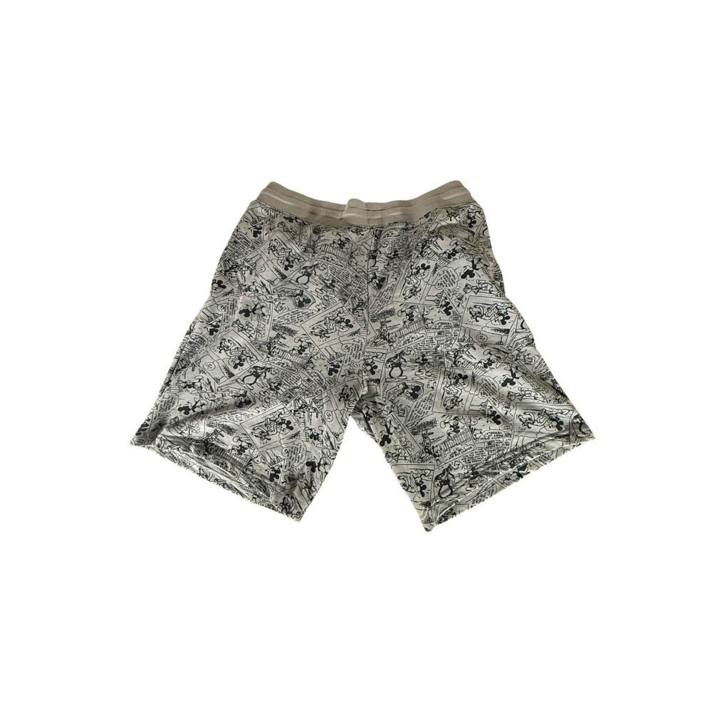 Disney Shorts Adult Large Grey Mickey Text All Over Print Drawstring Relax Mens - Picture 2 of 12